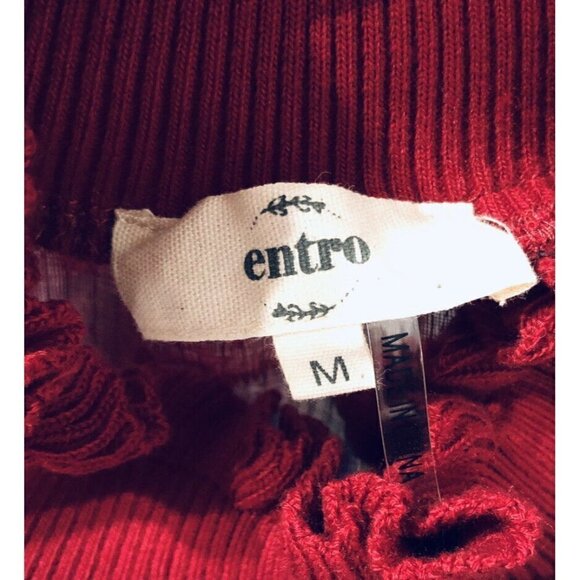 Entro Womens Medium Red Polka Dot Sheer Blouse Boho Festival Cottagecore - Picture 4 of 6